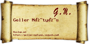 Geller Mátyás névjegykártya